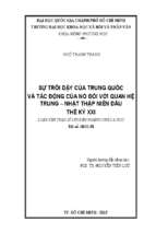 Sự trỗi dậy của trung quốc và tác động của nó đối với quan hệ trung   nhật thập niên đầu thế kỷ xxi    