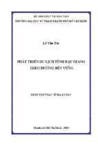 Phát triển du lịch tỉnh hậu giang theo hướng bền vững 