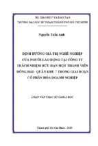 định hướng giá trị nghề nghiệp của người lao động tại công ty trách nhiệm hữu hạn một thành viên đông hải   quân khu 7 trong giai đoạn cổ phần hóa doanh nghiệp 