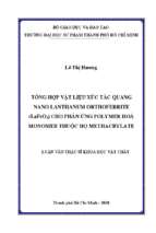 Tổng hợp vật liệu xúc tác quang nano lanthanum orthoferrite (lafeo3) cho phản ứng polymer hóa monomer thuộc họ methacrylate 