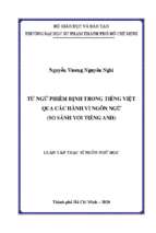 Từ ngữ phiến định trong tiếng việt qua các hành vi ngôn ngữ (so sánh với tiếng anh) 