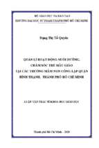 Quản lí hoạt động nuôi dưỡng, chăm sóc trẻ mẫu giáo tại các trường mầm non công lập quận bình thạnh, thành phố hồ chí minh 