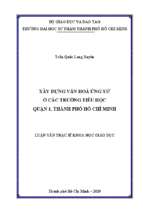 Xây dựng văn hoá ứng xử ở các trường tiểu học quận 1, thành phố hồ chí minh 