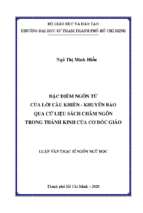 đặc điểm ngôn từ của lời cầu khiến khuyên bảo qua cứ liệu sách châm ngôn trong thánh kinh của cơ đốc giáo 