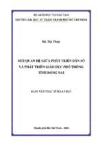Mối quan hệ giữa phát triển dân số và phát triển giáo dục phổ thông tỉnh đồng nai 