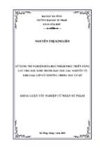 Sử dụng thí nghiệm hóa học nhằm phát triển năng lực cho học sinh trong dạy học các nguyên tố kim loại lớp 9 ở trường trung học cơ sở