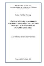 Tổng hợp vật liệu nano ferrite perovskite prfeo3 bằng phương pháp đồng kết tủa trong một số dung môi khác nhau 