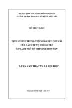 định hướng trong việc giáo dục con cái của các cặp vợ chồng trẻ ở thành phố hồ chí minh hiện nay    
