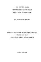 Thiết kế hoạt động trải nghiệm sáng tạo trong dạy học phần nông nghiệp   công nghệ 10