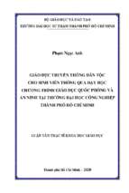 Giáo dục truyền thống dân tộc cho sinh viên thông qua dạy học chương trình giáo dục quốc phòng và an ninh tại trường đại học công nghiệp thành phố hồ chí minh 