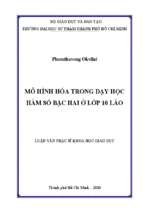 Mô hình hóa trong dạy học hàm số bậc hai ở lớp 10 lào 