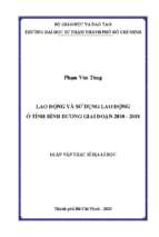 Lao động và sử dụng lao động ở tỉnh bình dương giao đoạn 2010   2018 