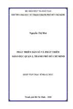 Phát triển dân số và phát triển giáo dục quận 2, thành phố hồ chí minh 