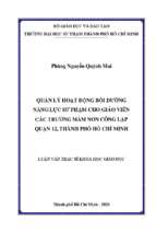Quản lý hoạt động bồi dưỡng năng lực sư phạm cho giáo viên các trường mầm non công lập quân 12, thành phố hồ chí minh 