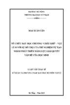 Tổ chức dạy học chương “chất khí” – vật lí 10 với sự hỗ trợ của thí nghiệm tự tạo nhằm phát triển năng lực giải quyết vấn đề của học sinh.