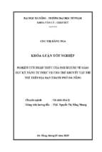 Nghiên cứu nhận thức của phụ huynh về giáo dục kỹ năng tự phục vụ cho trẻ khuyết tật trí tuệ trên địa bàn thành phố đà nẵng
