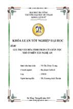 Giá trị văn hóa tinh thần của dân tộc thổ ở miền tây nghệ an.