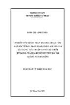 Nghiên cứu thành phần hóa học, hoạt tính gây độc tế bào phân đoạn ethyl acetate và xây dựng tiêu chuẩn cơ sở cao chiết ethanol của hoa đu đủ đực thu hái tại quảng nam – đà nẵng