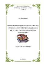 Tuyển chọn và sử dụng các bài tập hóa học có nội dung thực tiễn trong dạy học các bài về chất chương trình hóa lớp 8 ở trường thcs