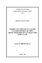 Luận án tiến sĩ nghiên cứu chế tạo và vai trò của chuyển pha cấu trúc trong tính chất từ của hạt nano fepd và copt