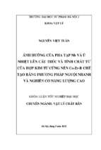 Luận văn tốt nghiệp ảnh hưởng của pha tạp nb và ủ nhiệt lên cấu trúc và tính chất từ của hợp kim từ cứng nền co zr b