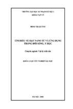 Luận văn tốt nghiệp tìm hiểu về hạt nano từ và ứng dụng trong đời sống, y học