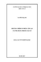 Luận văn tốt nghiệp phương trình vi phân cấp cao và ứng dụng trong vật lý