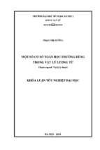 Luận văn tốt nghiệp một số cơ sở toán học thường dùng trong vật lý lượng tử