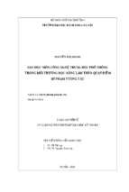Dạy học môn công nghệ trung học phổ thông trong môi trường học bằng làm theo quan điểm sư phạm tương tác