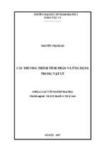 Luận văn tốt nghiệp các phương trình tích phân và ứng dụng trong vật lý