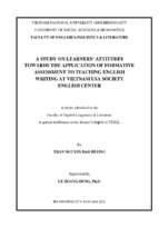 A study on learners' attitudes towards the application of formative assessment to teaching english writing at vietnam usa society english center    m.a.  60.14.10 