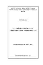 Vấn đề nhận thức luận trong triết học immanuel kant    