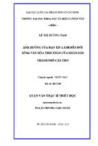 ảnh hưởng của đạo tin lành đến đời sống văn hóa tinh thần của nhân dân thành phố cần thơ    