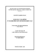 Giáo dục gia đình ở thành phố hồ chí minh hiện nay    
