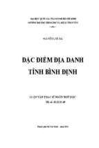 đặc điểm địa danh tỉnh bình định    