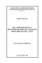 Quá trình hình thành và phát triển chủ nghĩa duy vật lịch sử trong triết học mác lênin    