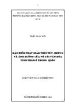 đặc điểm phật giáo thời tùy   đường và ảnh hưởng của nó tới văn hóa tinh thần ở trung quốc    