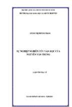 Sự nghiệp nghiên cứu văn học của nguyễn văn trung    