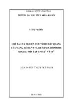 Luận án tiến sĩ chế tạo và nghiên cứu tính chất quang của màng mỏng vật liệu nanocomposite sio2 zno pha tạp ion eu3+