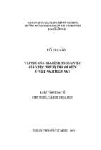 Vai trò của gia đình trong việc giáo dục trẻ vị thành niên ở việt nam hiện nay    