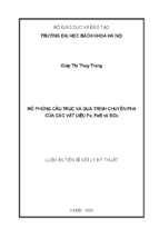 Luận án tiến sĩ mô phỏng cấu trúc và quá trình chuyển pha của các vật liệu fe, feb và sio2