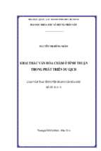 Khai thác văn hóa chăm ở bình thuận trong phát triển du lịch    