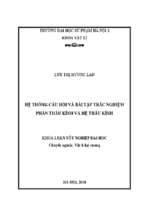 Luận văn tốt nghiệp hệ thống câu hỏi và bài tập trắc nghiệm phần thấu kính và hệ thấu kính