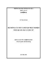 Luận văn tốt nghiệp hệ thống câu hỏi và bài tập trắc nghiệm phần quang học lượng tử