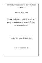 ý thức pháp luật và việc giáo dục pháp luật cho thanh niên ở tỉnh long an hiện nay    