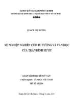 Sự nghiệp nghiên cứu tư tưởng và văn học của trần đình hượu    