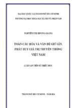 Toàn cầu hóa và vấn đề giữ gìn, phát huy giá trị truyền thống việt nam    