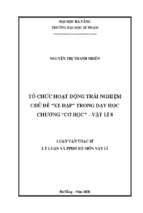 Tổ chức hoạt động trải nghiệm chủ đề “xe đạp” trong dạy học chương cơ học – vật lí 8.