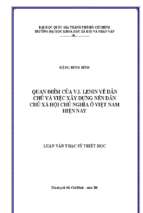 Quan điểm của v.i. lênin về dân chủ và việc xây dựng nền dân chủ xã hội chủ nghĩa ở việt nam hiện nay    