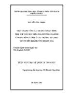Thực trạng công tác quản lý hoạt động phối hợp giáo dục giữa nhà trường, gia đình và cộng đồng xã hội ở các trường tiểu học huyện diên khánh, tỉnh khánh hòa    